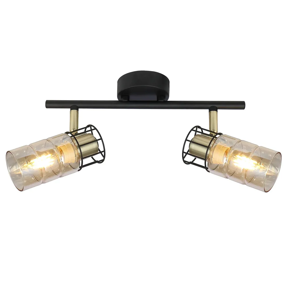 Plafoniera Ideal KL162000, 2 x E14, negru / bronz + fumuriu, modern