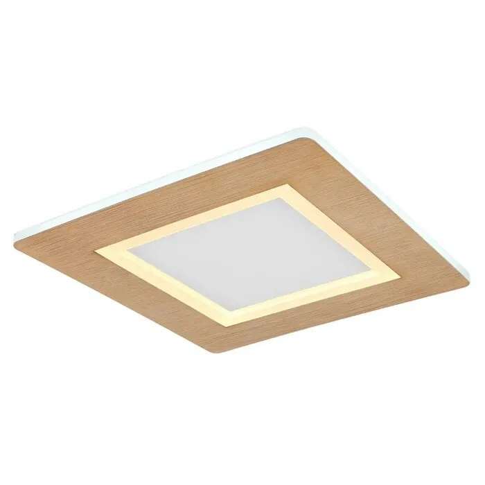 Plafoniera LED Clay 41767Q, 23 W, 1300 lm, lumina calda / rece, alb + lemn, modern