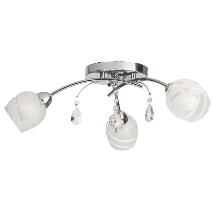 Plafoniera Melissa, crom + alb, 3 x E14, 60W, 60x18.5cm