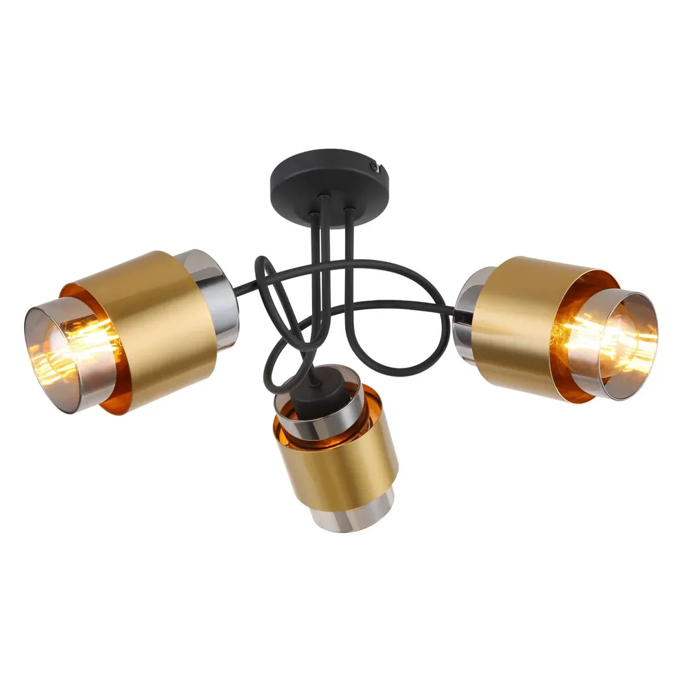 Plafoniera Milley 15560-3D, 3 x E27, negru + auriu, modern