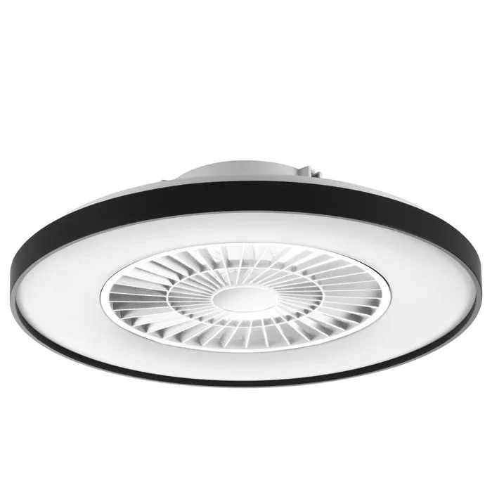 Plafoniera smart LED Hoff Storm cu ventilator, 6 viteze, 40 W, dimabil, lumina calda / neutra/ rece, cu telecomanda, control Tuya, alb + negru