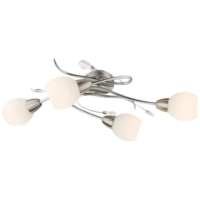 Plafoniera tip lustra Lilly 60209, 4 x E14, metal satinat + alb, clasic