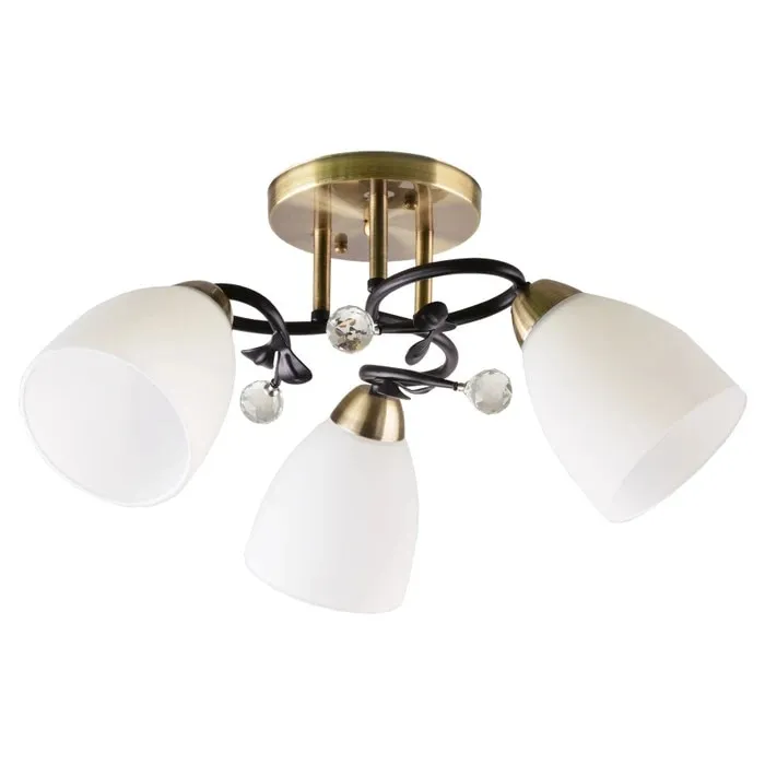 Plafoniera tip lustra Simpi LY-3489, 3 x E27, bronz + alb, clasic