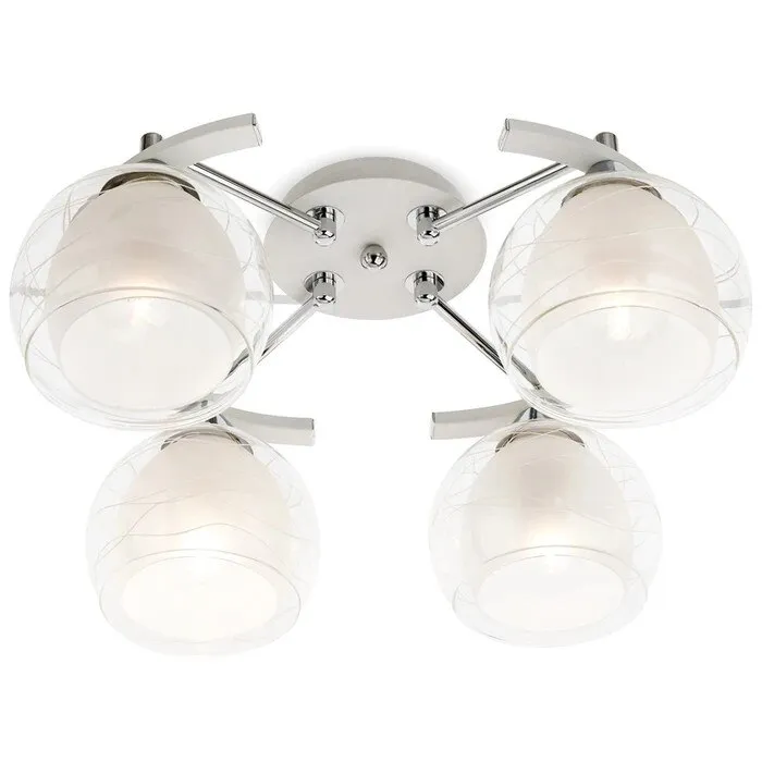 Plafoniera tip lustra Vivienne 01-1053, 4 x E27, alb + crom, clasic