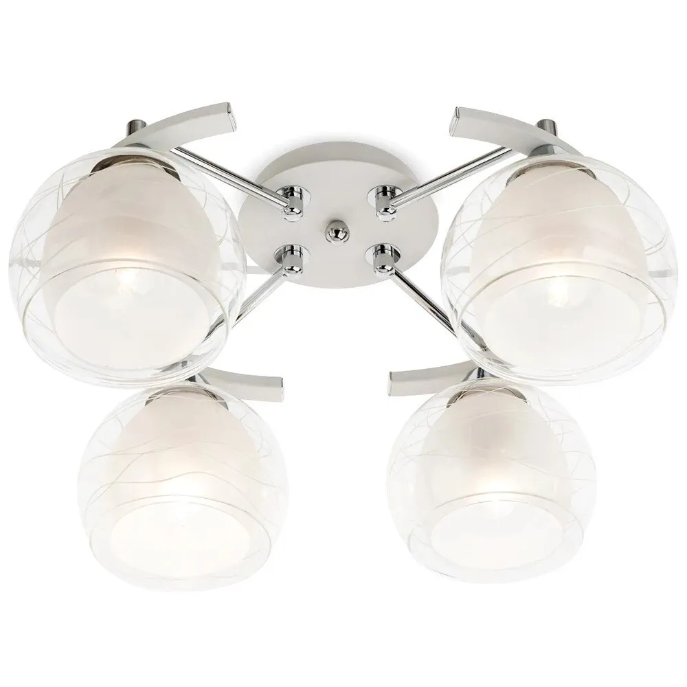 Plafoniera tip lustra Vivienne 01-1053, 4 x E27, alb + crom, clasic