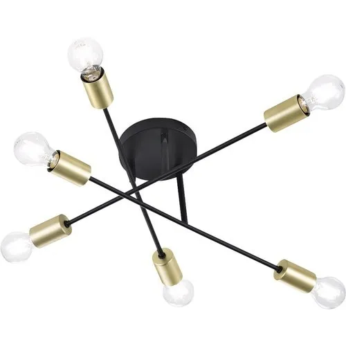 Plafoniera Trio Cross, negru/auriu, 57cm, max. 6x40W