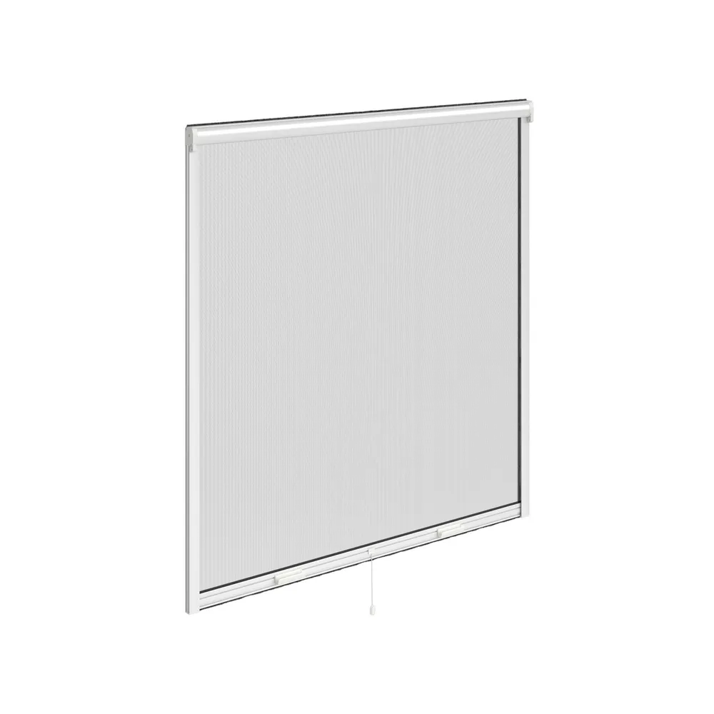Plasa tantari Artens, pentru fereastra, fixa, tip rulou, 100 x 100 cm, gri, rama aluminiu, alba