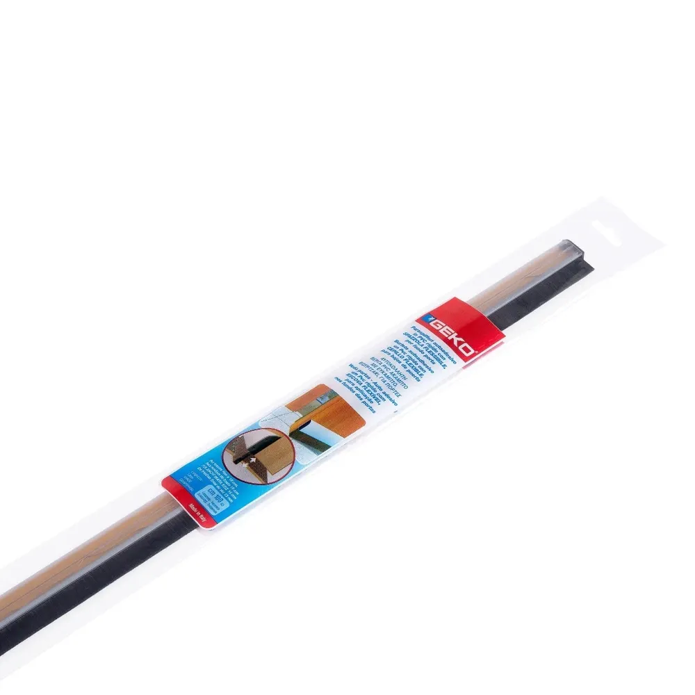Prag izolator cu perie, pentru usi, Geko Plastiflex, PVC rigid, transparent, 40 mm x 1 m