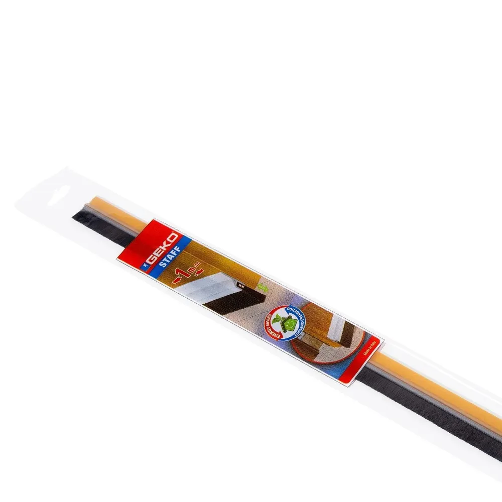 Prag izolator cu perie, pentru usi, Geko Staff, PVC rigid, transparent, 40 mm x 0.98 m