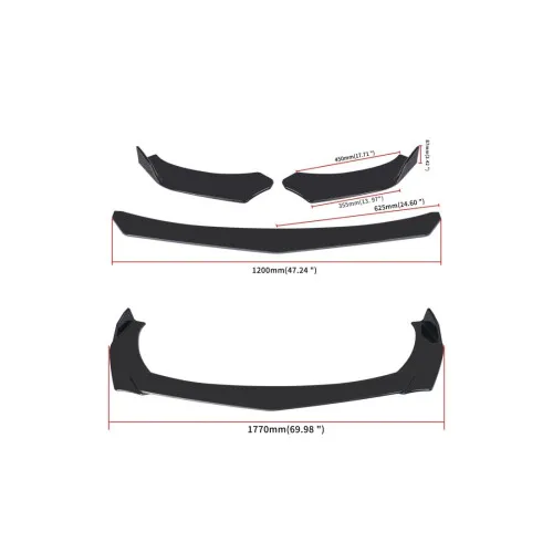 Prelungire bara fata auto universala spoiler 177cm negru lucios 4 piese — imaginea 3