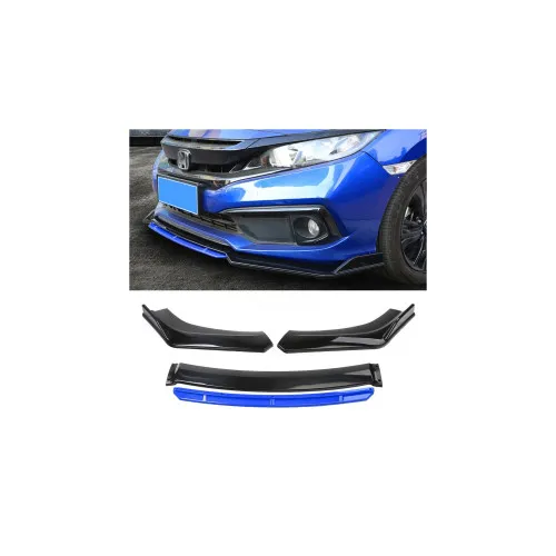 Prelungire bara fata universala spoiler auto negru lucios cu albastru 175 cm din ABS flexibil 4 piese — imaginea 2