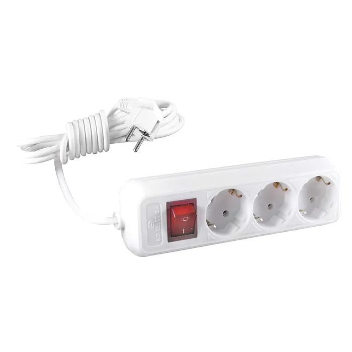 Prelungitor 0265, 3 prize, 3 m, 2500W, 3 x 1 mmp, contact de protectie, intrerupator