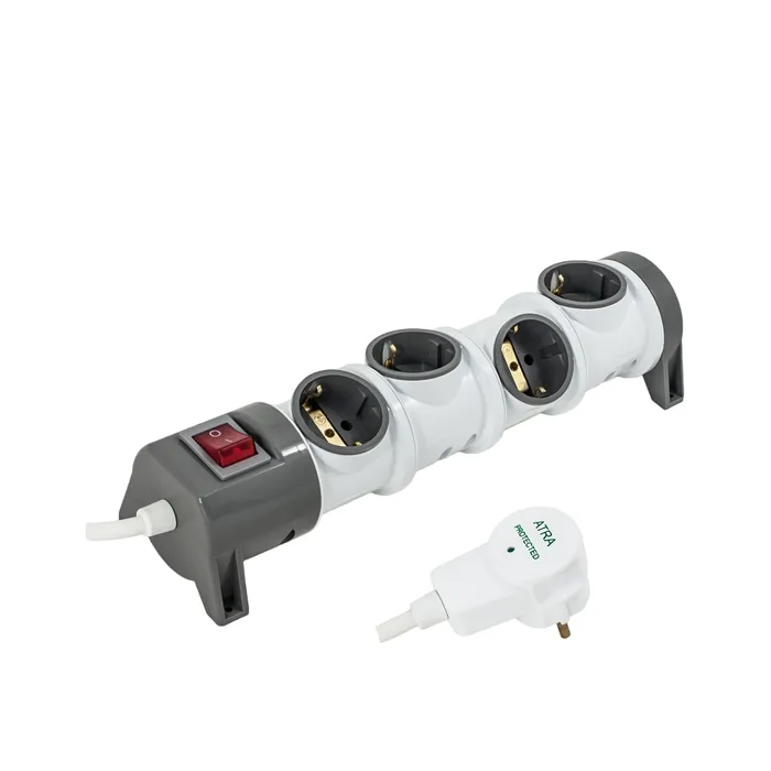 Prelungitor Atra 7154, 4 prize, 3 m, protectie la supratensiune, supraincarcare si varfuri de energie, intrerupator, 3500W, 3 x 1.5 mmp