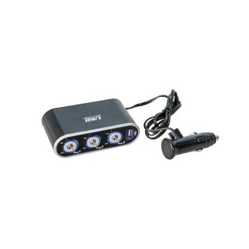 Prelungitor bricheta 3 cai ,intrerupator si USB 1000mA — imaginea 3