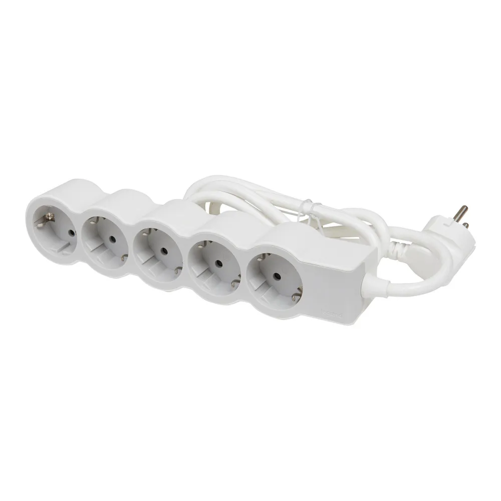 Prelungitor cu fir Legrand, IP20, 5 prize, 3 x 1.5 mmp, 3680 W, 3 m, alb-gri