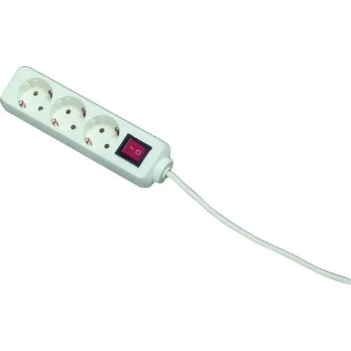 Prelungitor electric 3 prize 1, 4m 3500W alb, cu intrerupator