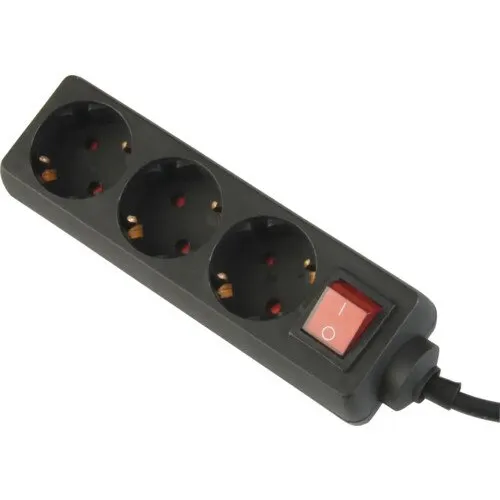 Prelungitor electric 3 prize 1, 5m 3500W negru, cu intrerupator