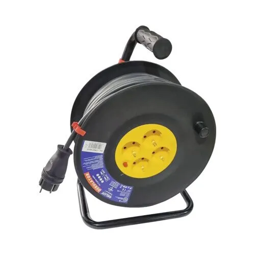 Prelungitor electric pe tambur de plastic Gelux 4 prize 25m cablu PVC 3x2, 5 mm²