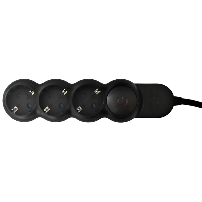 Prelungitor Hoff Line 3 prize, 3 m, 3500W, 3 x 1.5 mmp, intrerupator, negru