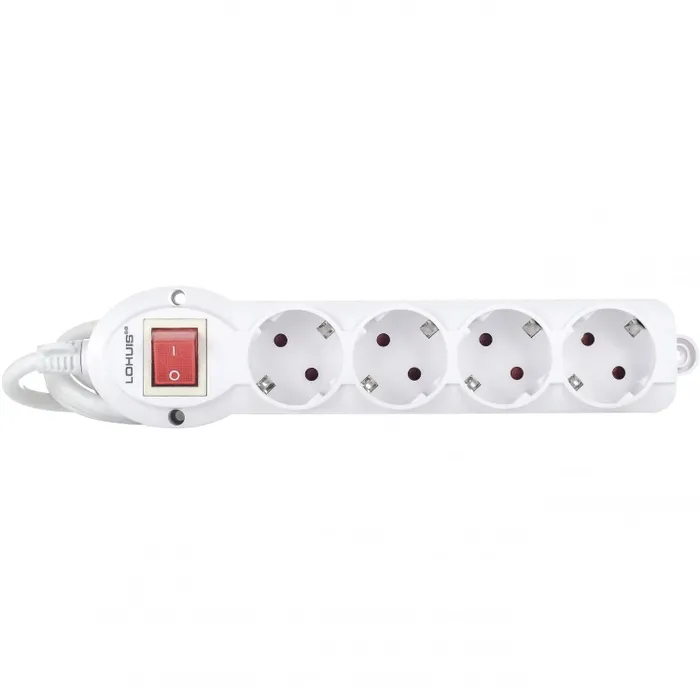 Prelungitor Lohuis 4 prize, 5 m, 3500W, 3 x 1.5 mmp, contact de protectie, intrerupator