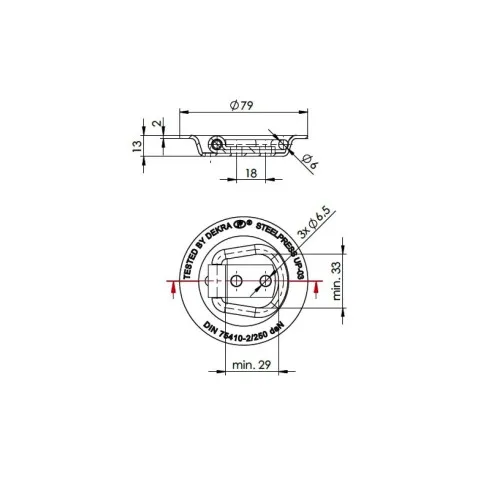 Prindere podea incastrata cu cupa rotunda 250 kg pentru remorci mici si medii — imaginea 3