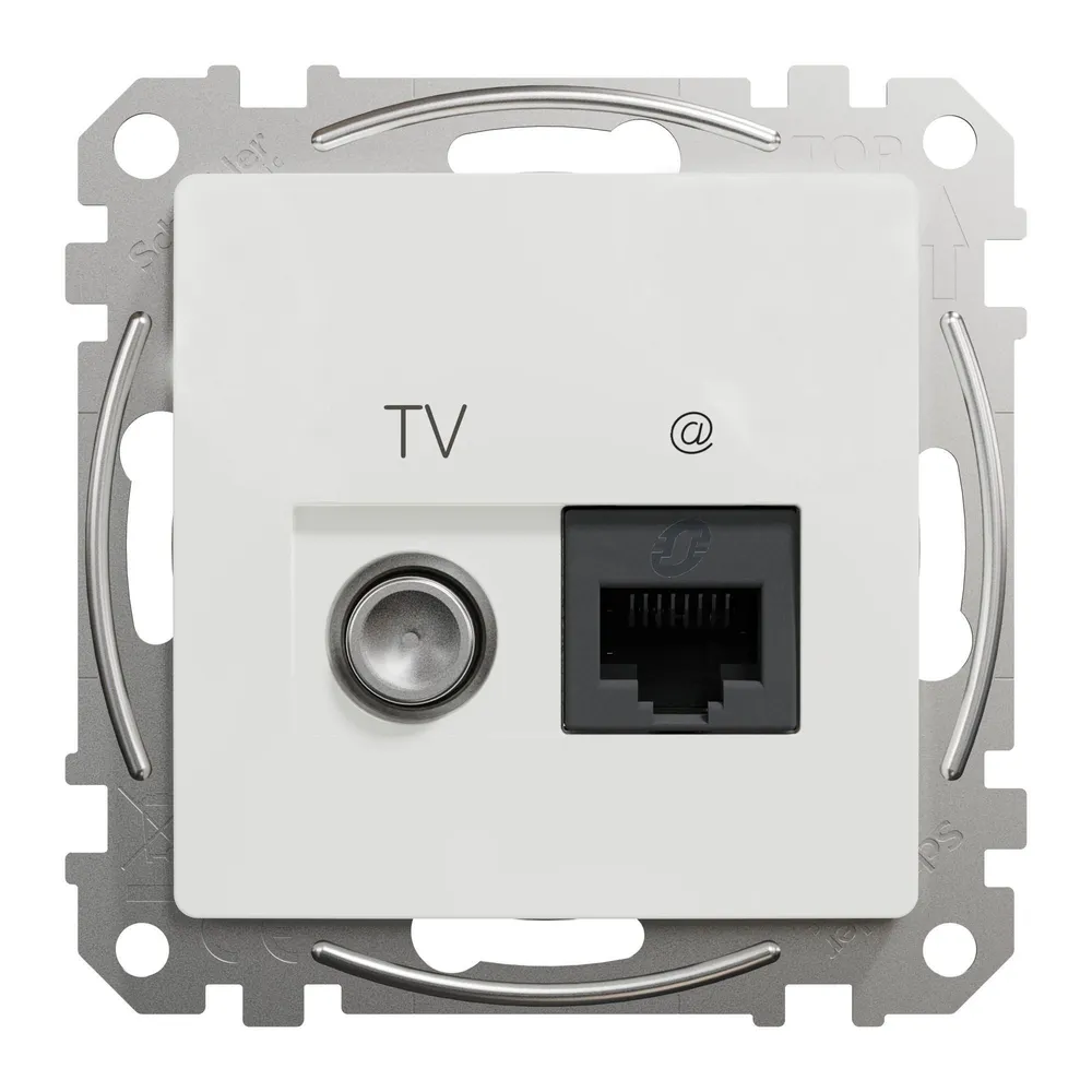 Priza date (RJ45) si TV (RJ) Sedna New, CAT6 UTP, IP20, alba