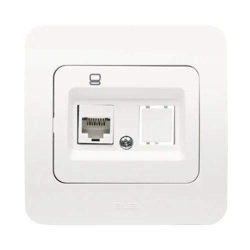 Priza date RJ45 UTP simpla CAT6E, alb mat, 100x100x40mm, 1 iesire
