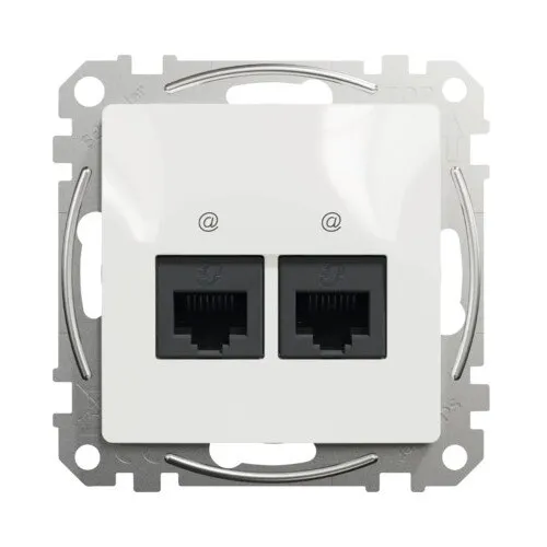 Priza de date dubla RJ45 Schneider Sedna Design CAT6, alb, 2 porturi, montare incastrata