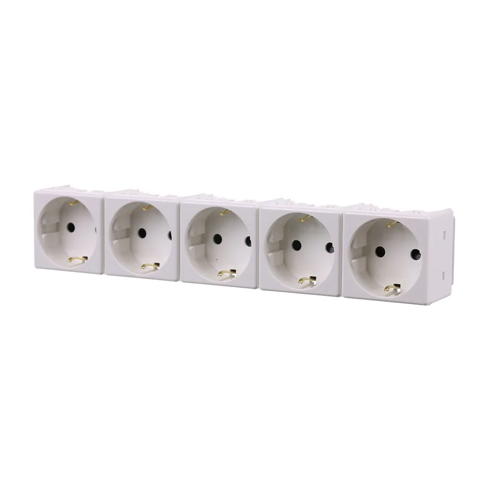 Priza schuko dubla impamantare Gewiss Top System, modulara, IP20, alba