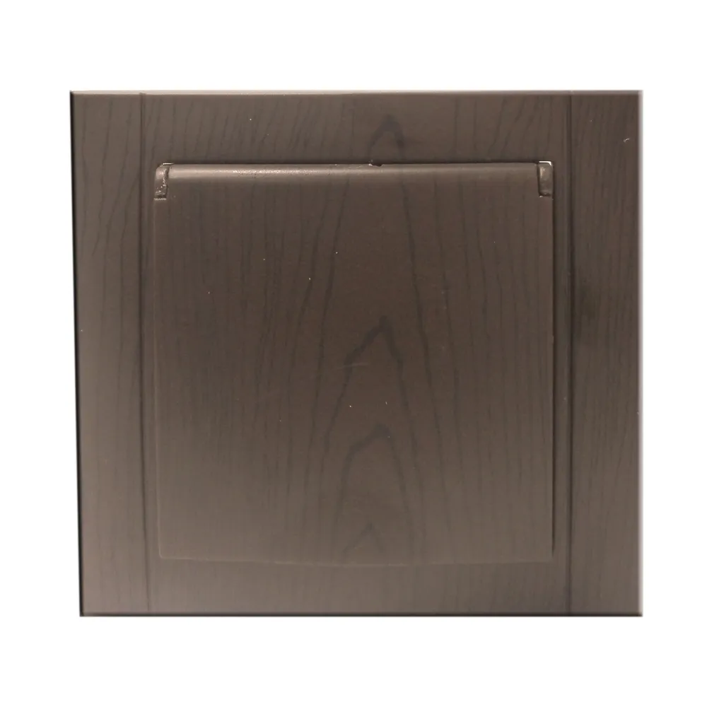 Priza schuko simpla Comtec Anemon, incastrata, rama inclusa, cu capac, contact de protectie, stejar