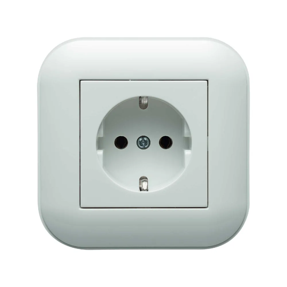 Priza schuko simpla Ovivo Loft, clasica, IP20, alba