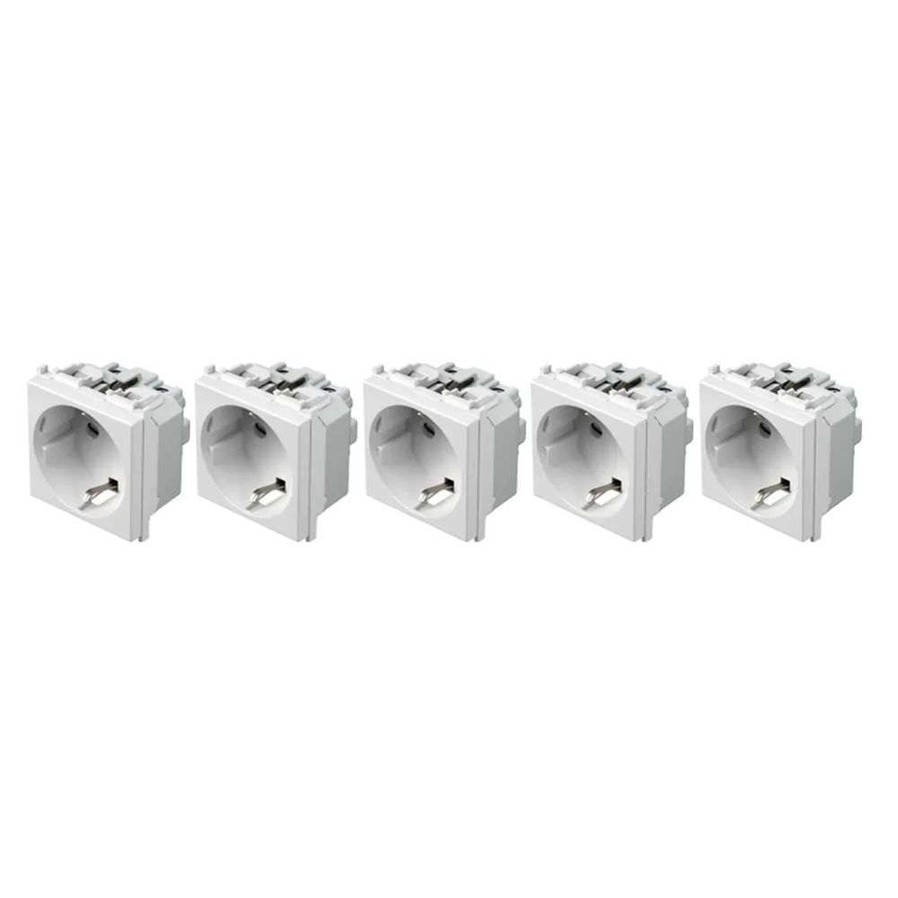 Priza schuko simpla Tem Modul, modulara, IP20, alba (set 5 buc)