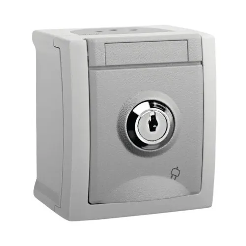 Priza simpla Panasonic Pacific IP54 gri, montaj aparent, 1 pol, pentru exterior