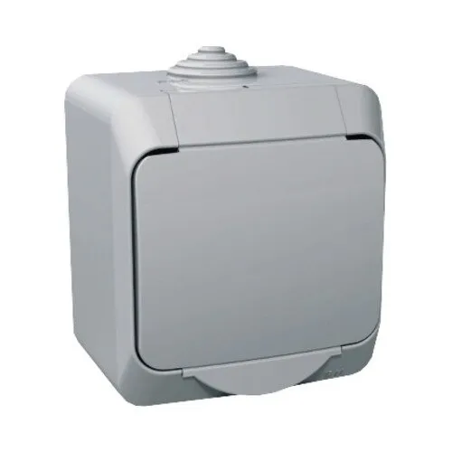 Priza simpla Schneider Cedar Plus, IP44, gri, montaj aparent