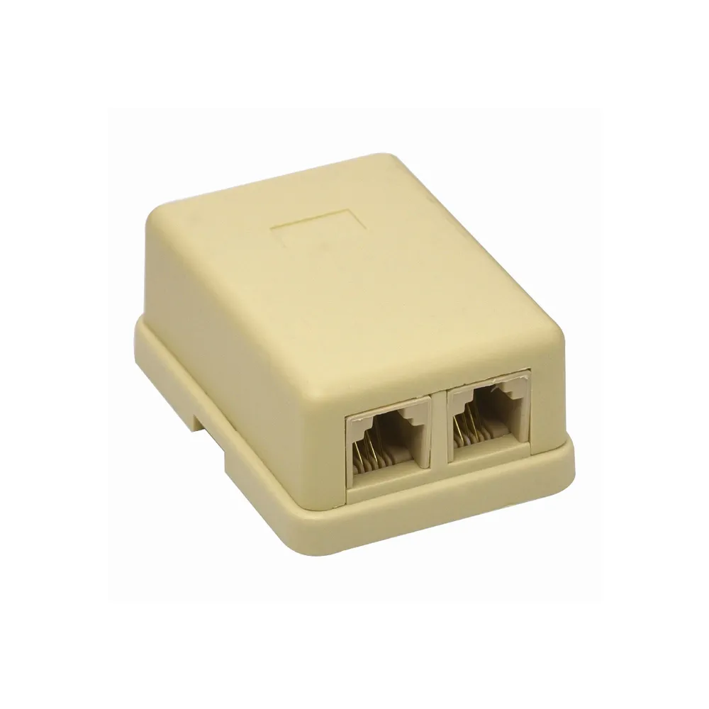 Priza telefon (RJ11), montaj aplicat, 2 porturi, interior, IP20, bej