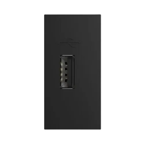 Priza USB simpla, 1 modul, negru, montare sub tencuiala, IP 20
