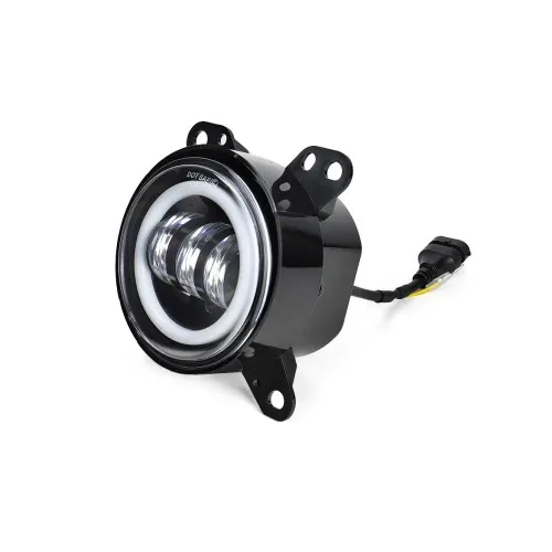 Proiectoare LED auto 30W 6500 lm 12V 4 inch Angel Eyes alb rece galben set 2 bucati — imaginea 3