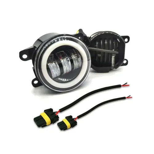 Proiectoare LED auto 30W 6500 lm 12V 4 inch Angel Eyes alb rece galben set 2 bucati — imaginea 4