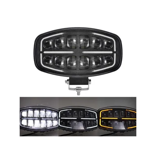 Proiector auto LED 75W 10-30V 2 faze cu DRL alb si portocaliu omologare E9 — imaginea 2