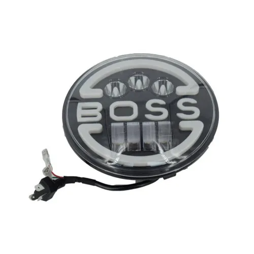 Proiector LED 50W 12V-36V cu lumina de zi semnalizare si logo BOSS rosu — imaginea 5