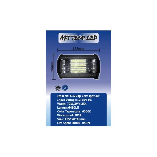 Proiector LED 72W 5000 lm 10V-30V Spot 30° 6000K — imaginea 3