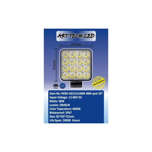 Proiector LED Mini Spot 48W 3840 lm 12V-24V 30° — imaginea 4