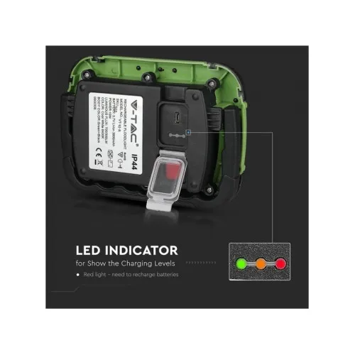Proiector LED reincarcabil V-TAC 20W Samsung 1400lm 4000K USB SOS IP44 — imaginea 6
