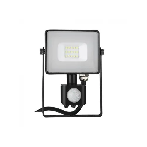 Proiector LED SMD V-TAC 10W Samsung cu senzor 800lm 6400K IP65 negru