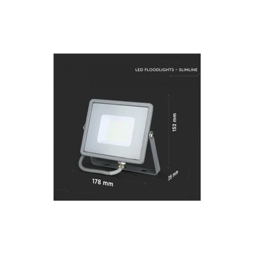 Proiector LED SMD V-TAC 30W Samsung 2400lm 6400K IP65 IK05 gri — imaginea 3