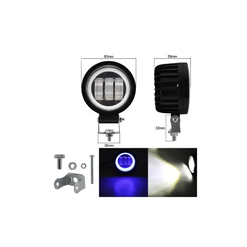 Proiector rotund LED 30W 1500 lm 12V-24V Angel Eyes DRL alb — imaginea 3