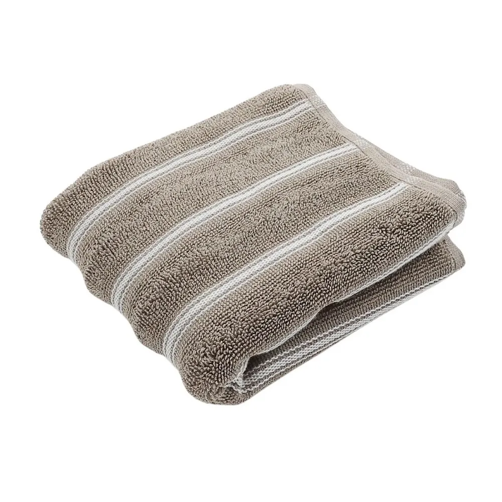 Prosop baie Caressa RH-0199, bumbac, alb + maro, 30 x 50 cm, 600 g/mp