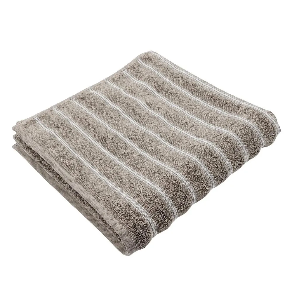 Prosop baie Caressa RH-0199, bumbac, alb + maro, 70 x 140 cm, 600 g/mp