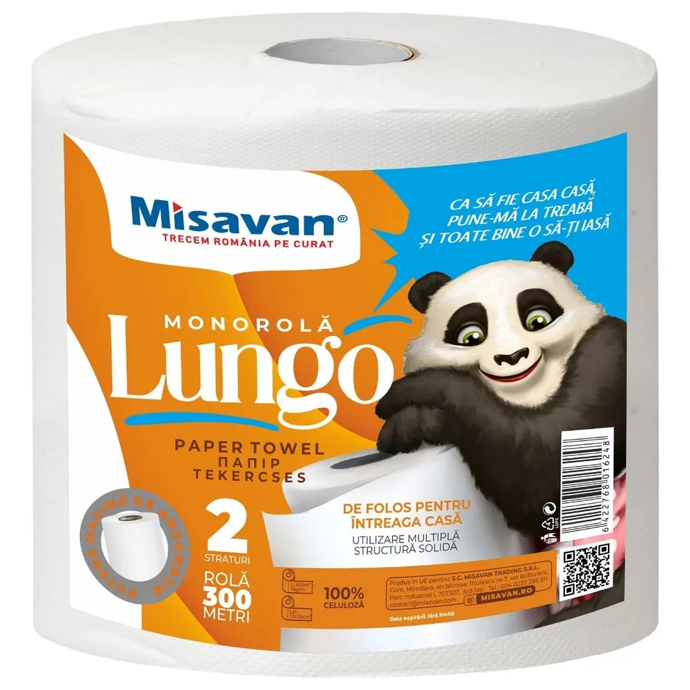 Prosop hartie Misavan Lungo, alb, 2 straturi, L 300 m
