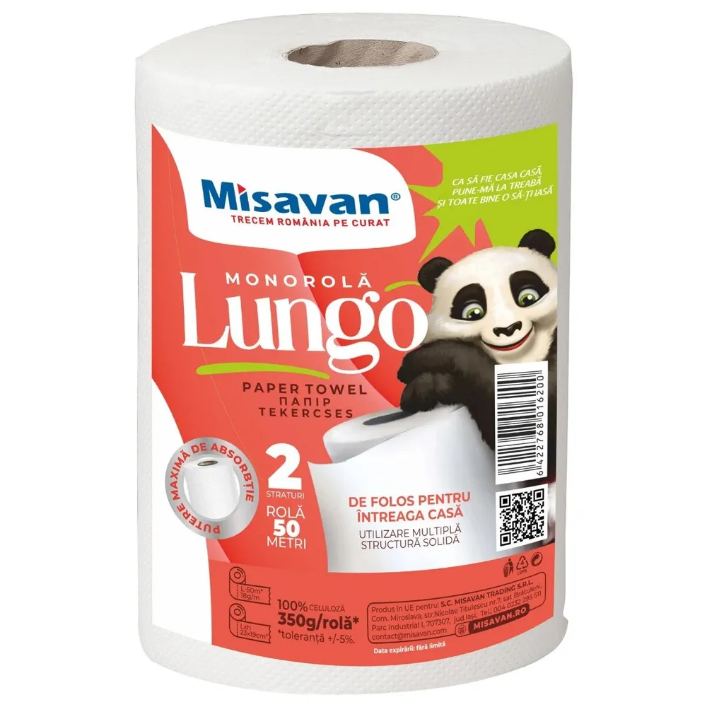 Prosop hartie Misavan Lungo, alb, 2 straturi, L 50 m